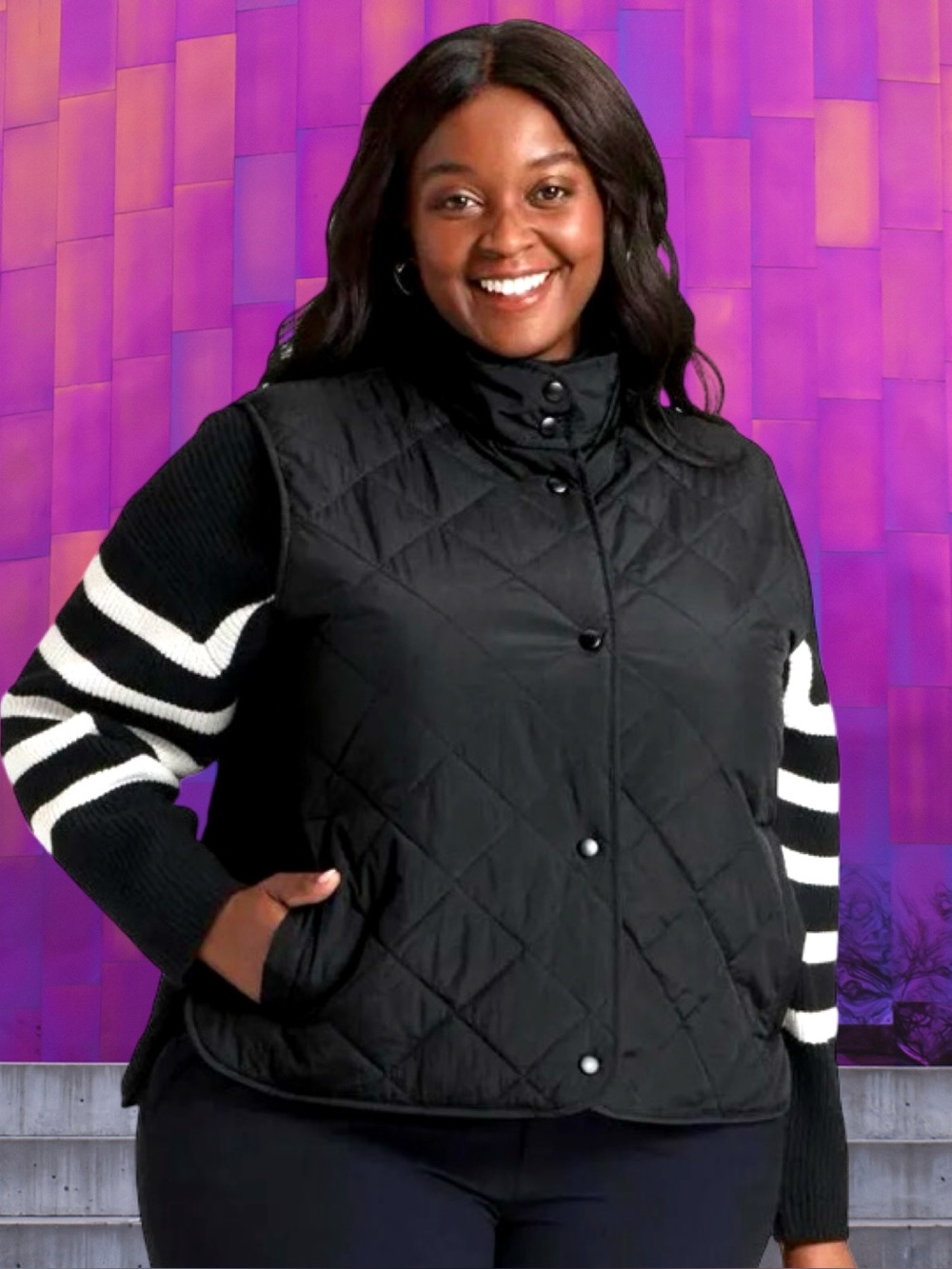🆕A New Day Women’s plus-size Black Quilted Lightweight Button-Up Vest⭐️⭐️3X